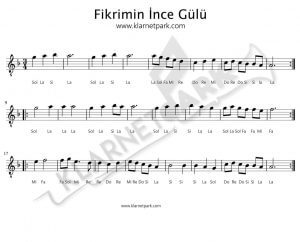 fikrimin ince gulu klarnet nota